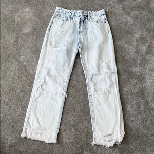 Lovervet Stylish Distressed White Washed Women's Straight Leg Ankle Jeans